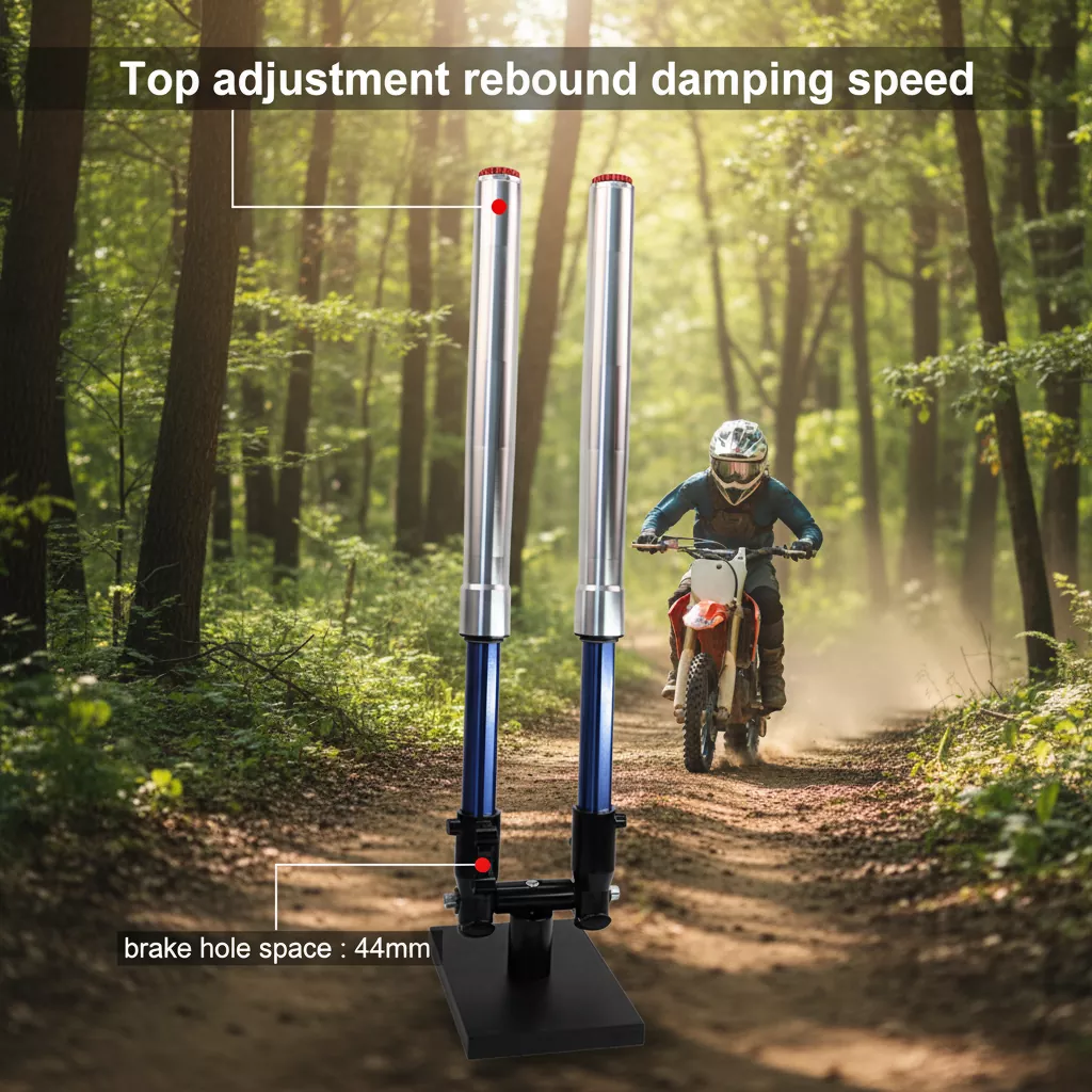 شوكة مقلوبة للقدم مقاس 44 مم، ممتص صدمات الدراجة النارية قابل للتعديل