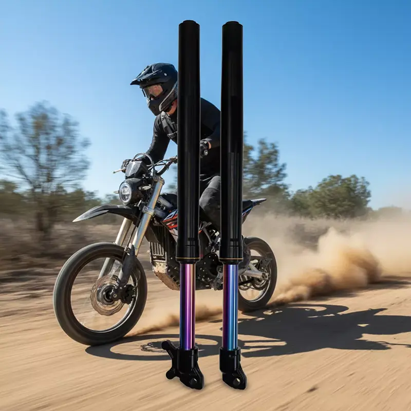 قوس قزح اللون مخصص مقلوب الجبهة شوكة دراجة نارية امتصاص الصدمات